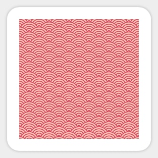 Japanese Fish Scales / Waves Mask Design - Red Version Sticker